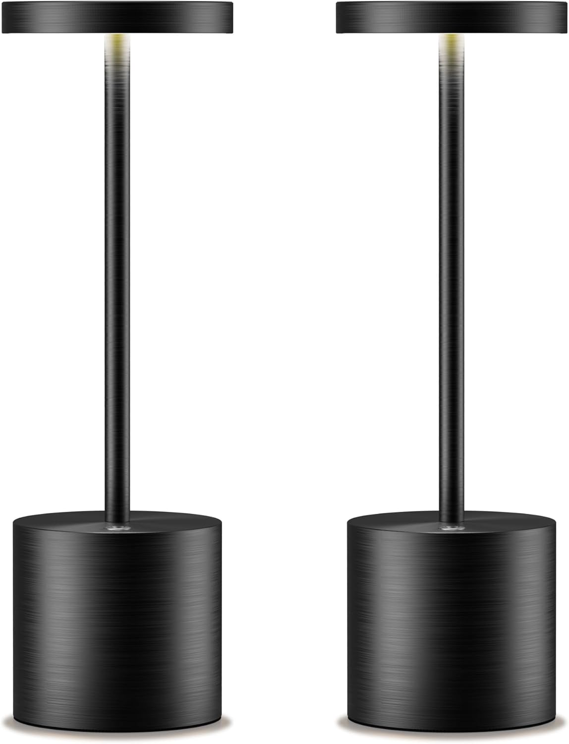 Cordless Table Lamps Rechargeable - Outdoor Portable LED Table Light 5000mAh Battery Operated Lamp 3 Color Stepless Dimming with Memory Function for Restaurant Dining Patio 2Pack Black