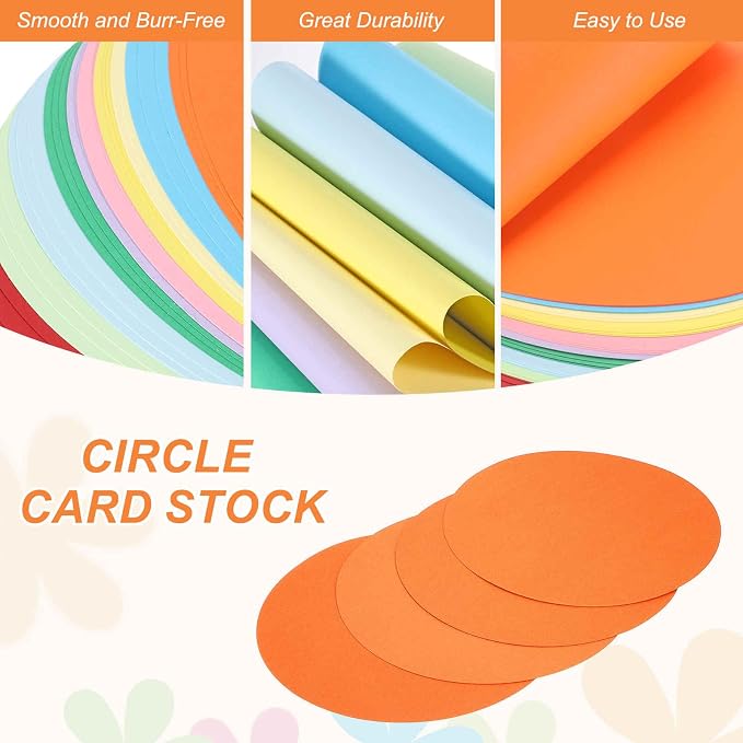 MECCANIXITY 24 Pcs Circle Card Stock, 8.3 Inch Round Cutouts Paper Thick