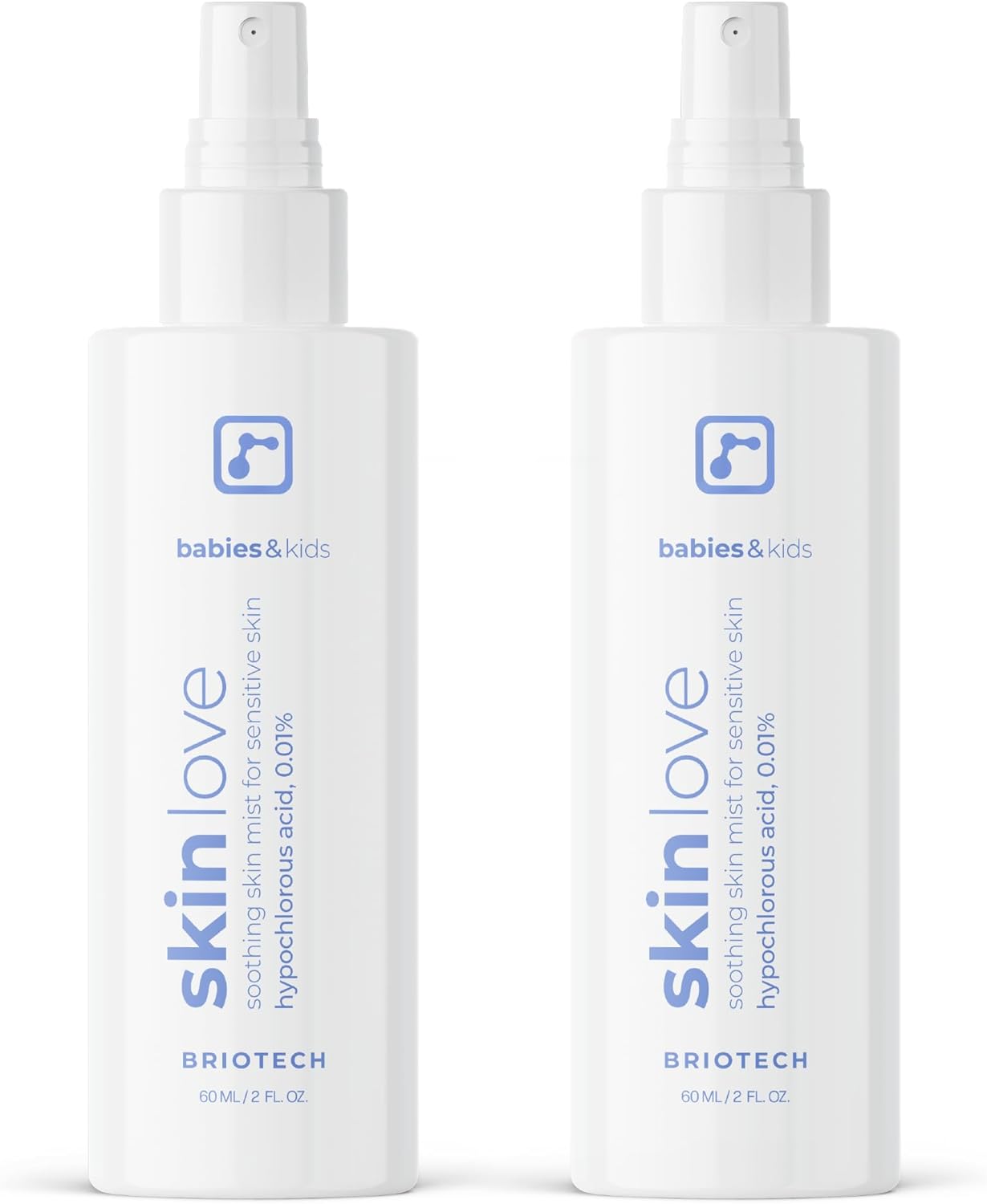Briotech Baby Skin Love Spray | Gentle Hypochlorous Acid Mist for Soothing, Calming & Cleansing Delicate Skin | Pediatrician-Approved, Added Fragrance-Free | 2 oz (2 Pack)