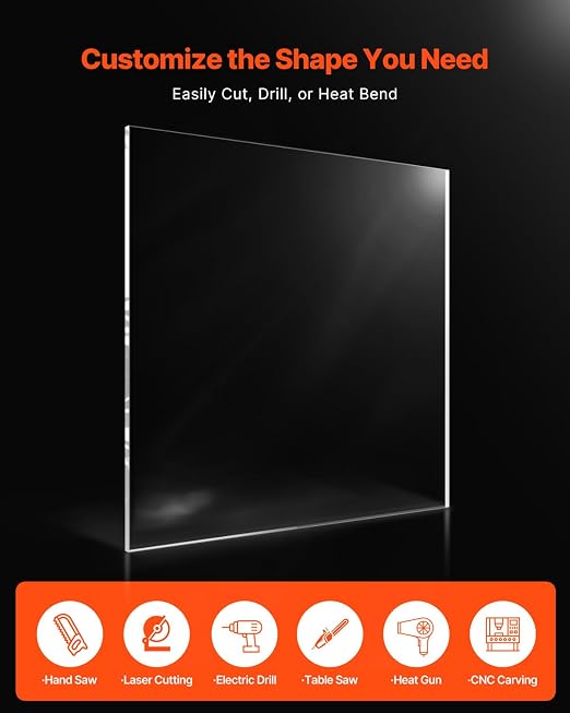VEVOR Plexiglass Acrylic Sheet, 1 Pack Plastic Sheet, 36 x 48 Inch 1/4 Inch