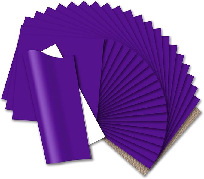 HTVRONT HTV Heat Transfer Vinyl: 24 Pack 12"x12" Purple Iron on Vinyl Sheet |