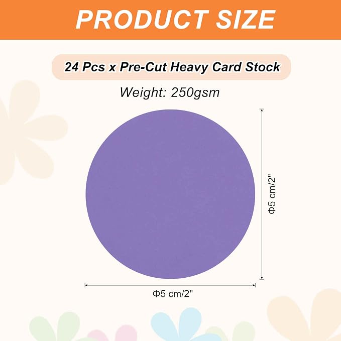 MECCANIXITY 24 Pcs Circle Card Stock, 2 Inch Round Cutouts Paper Thick