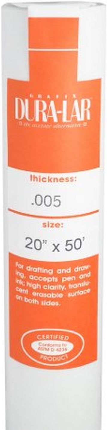 Grafix Dura-Lar 0.005" Film, Translucent 20" x50', Economical Alternative to