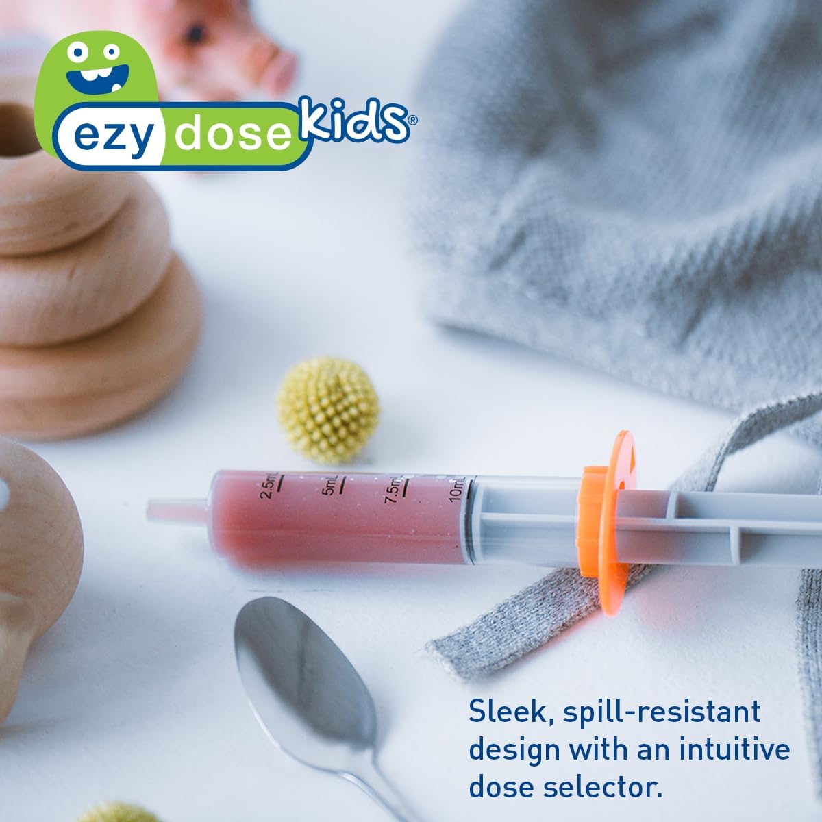 EZY DOSE Kids Baby Oral Syringe & Dispenser with Cleaning Brush, True Easy Design for Liquid Medicine, Easy to Administer, Accurate Dosing, 10 mL/2 TSP Color Coded, BPA Free