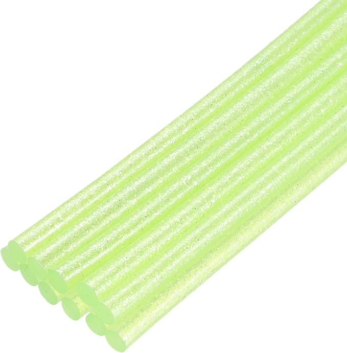 uxcell Mini Hot Glue Sticks for Glue Gun 7mm x 200mm Glitter Transparent Green