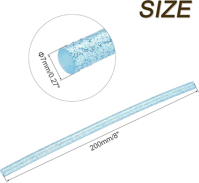 uxcell Mini Hot Glue Sticks for Glue Gun 7mm x 200mm Glitter Transparent Blue