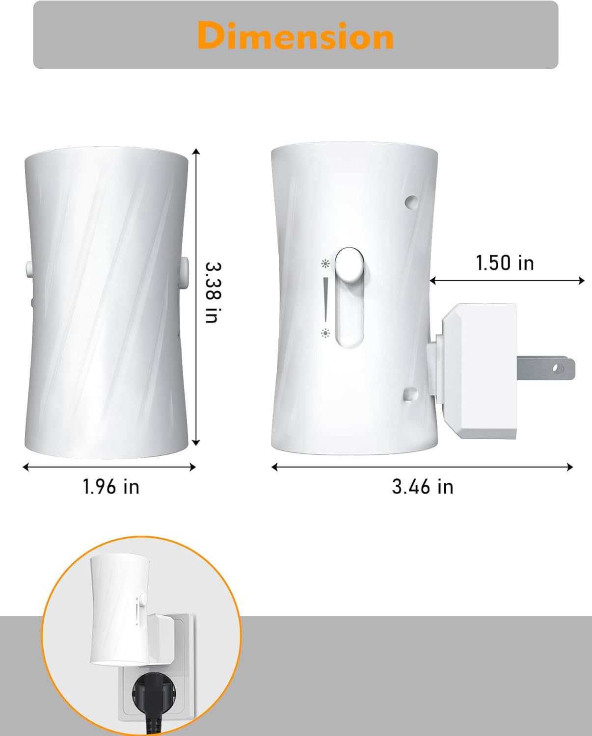 Night Lights Plug into Wall, LED Plug in Night Light, 3000K/5000K Switch, Dusk to Dawn Light Sensor, 0-100LM Adjustable Brightness Wall Light, Modern Night Light for Hallway Bedroom Stairway, 2 Pack