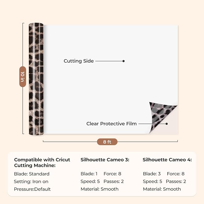 HTVRONT Leopard Heat Transfer Vinyl, 12in x 8ft Leopard Printed Iron on Vinyl