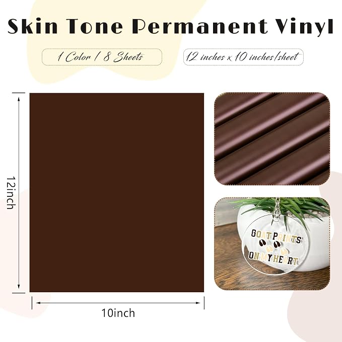 Tintnut Skin Tone Permanent Vinyl 8 Pcs 12x10in Umber Color Adhesive Vinyl |