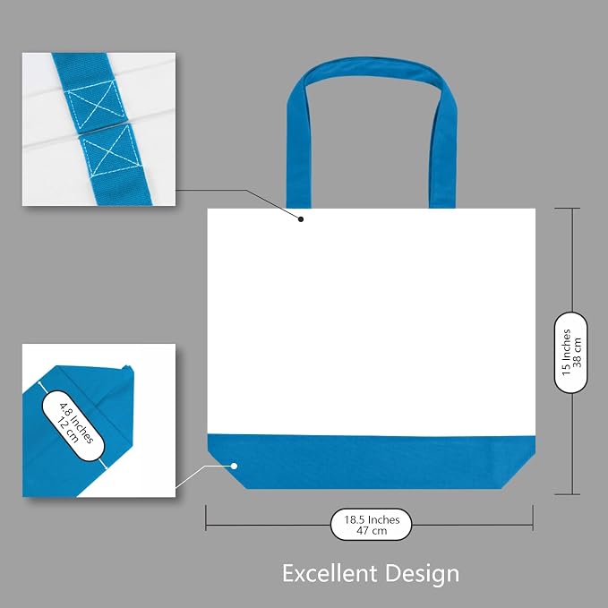TOPDesign 1-Pack Super Strong Large 12oz Cotton Canvas Tote Bag, Reusable