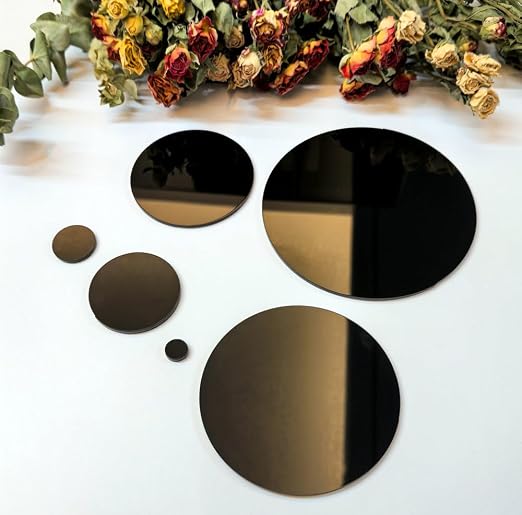 Set of 20 Opaque Black Acrylic Discs, 1/8" Thick Round Transparent Circle Blanks