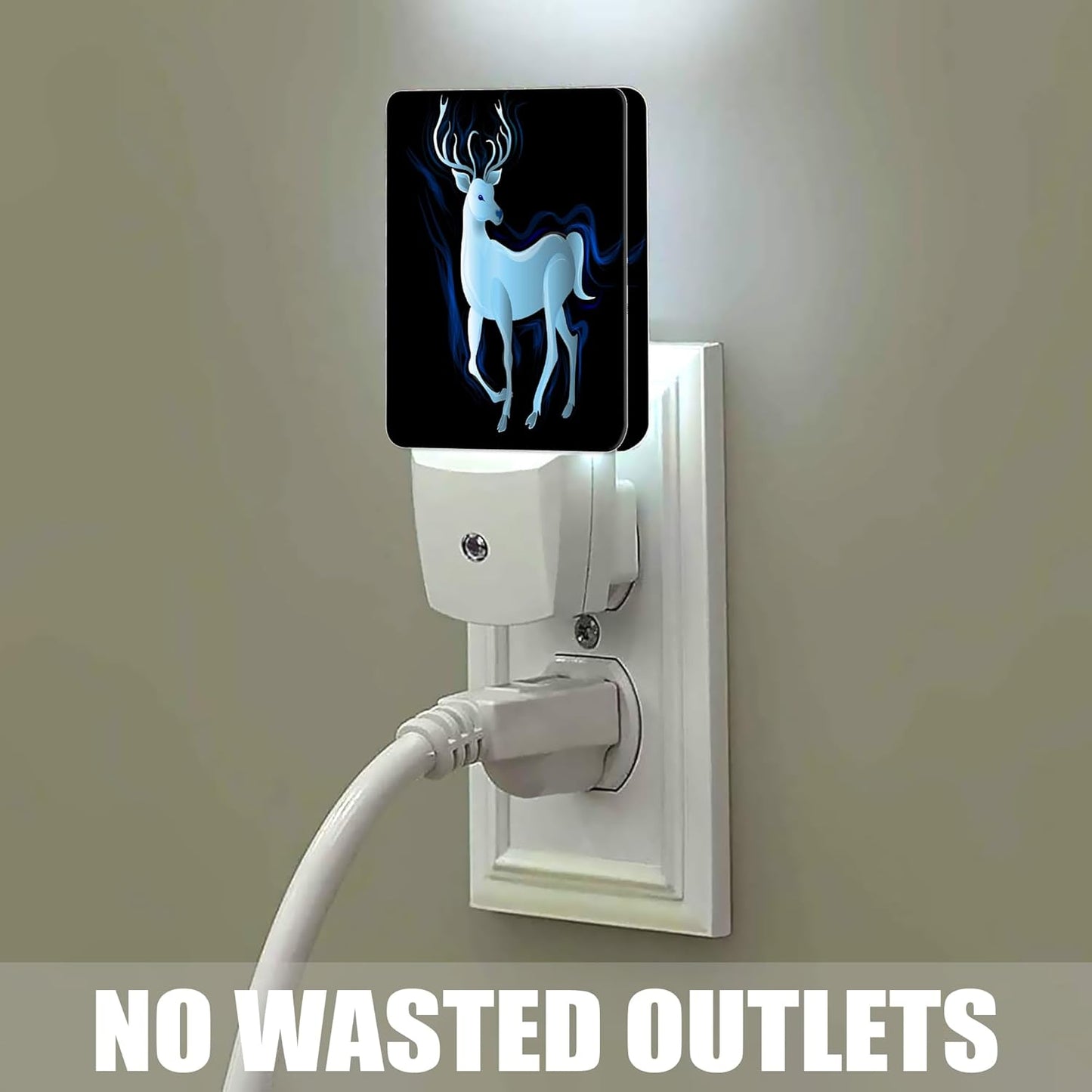 Blue Deer Night Light, Northern Lights Night Lights Plug into Wall Decor for Bedroom, Bathroom, Hallway, Kitchen, Dusk to Dawn Sensor Nightlights for Women Men Room Gifts