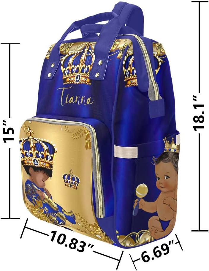Gold Blue Hat Cute Baby Boy Diaper Bags with Name Waterproof Mummy Backpack Nappy Nursing Baby Bags Gifts Tote Bag for Women