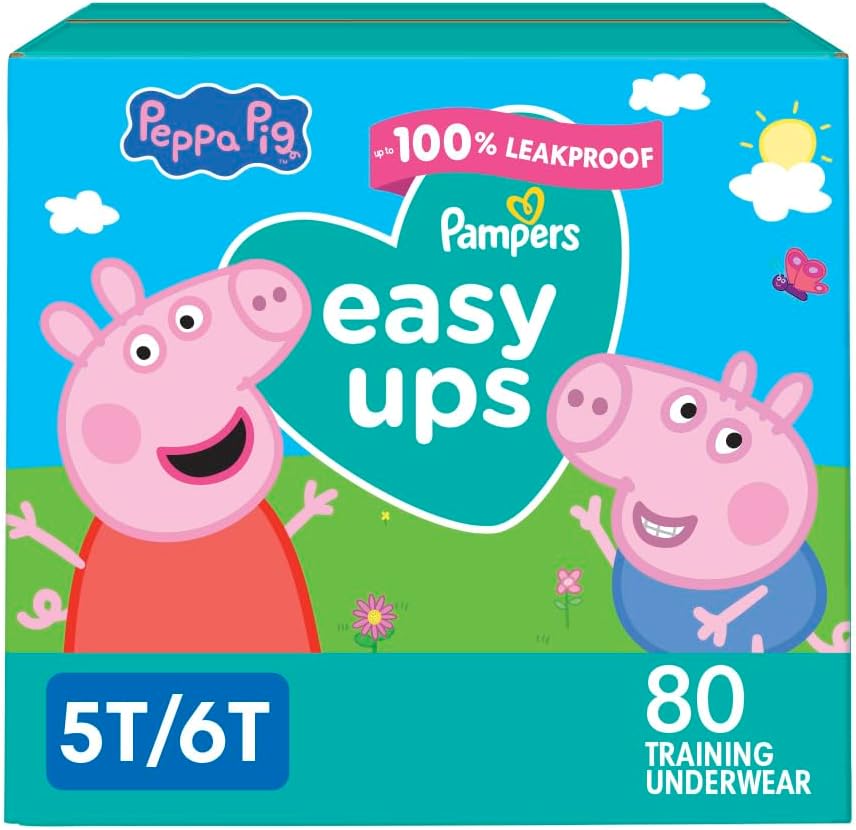 Pampers Training Pants - Easy Ups Girls & Boys - Size 5T-6T, 80 Count, Peppa Pig Potty Underwear (Packaging May Vary)