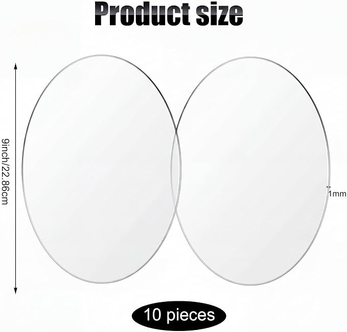 Yalikop 10 Pcs 9 Inch Acrylic Circle Blanks Clear Disc Round Transparent