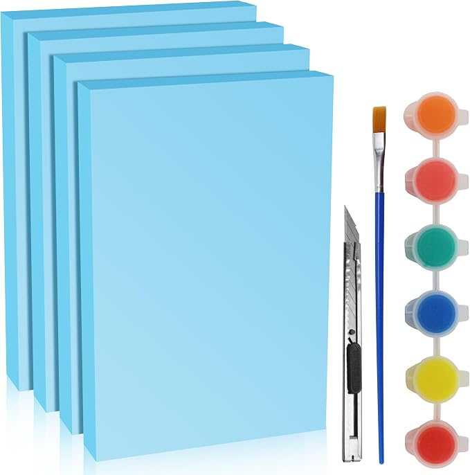 LuckyFoam Blue 4 Pack 12x7.5x1 inch Foam Sheets 1 Inch Thick | Polystyrene
