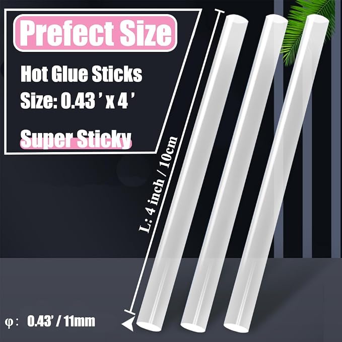 MONVICT 100 Pack Full Size Hot Melt Glue Sticks | 4"Long 0.43" Diameter | Art