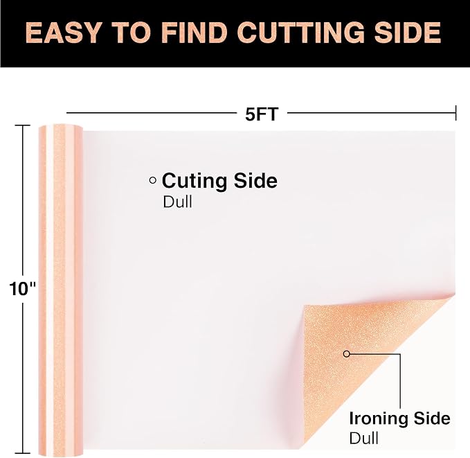 Blush Glitter HTV Heat Transfer Vinyl Roll 12inch x 5 ft