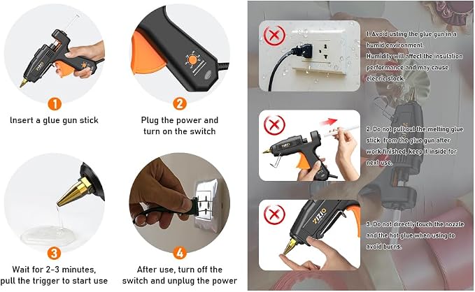 IZIO Full Size Hot Glue Gun and Sticks Set, 100-220W Adjustable Temperature