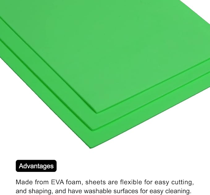 MECCANIXITY EVA Foam Sheets Green 7.6 Inch x 5.9 Inch 2mm Thickness