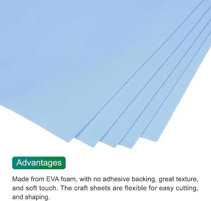 MECCANIXITY EVA Foam Sheets Light Blue 35.4 Inch x 19.7 Inch 2mm Thick Crafts