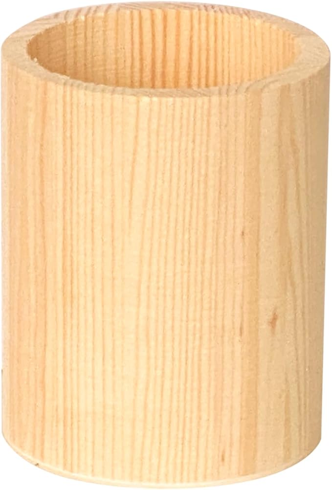 Cregugua 12-Pack 4 Inch Round Wood Pen Holder Unfinished Wooden Pencil Holder