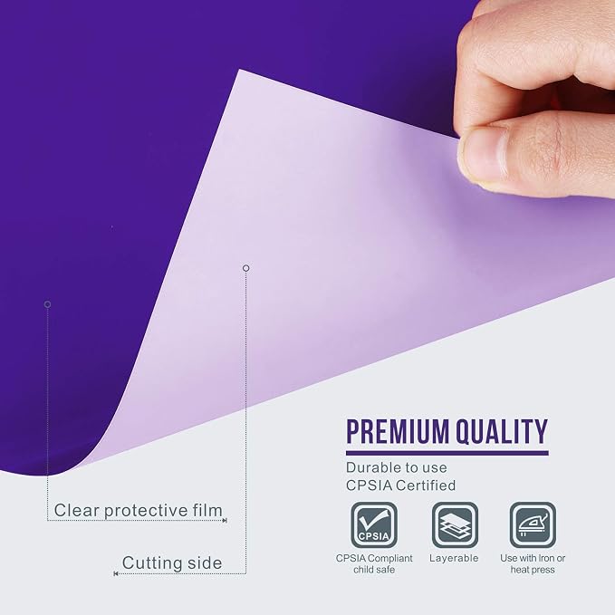 12" x 12ft Heat Transfer Vinyl Rolls, PU HTV Vinyl Purple