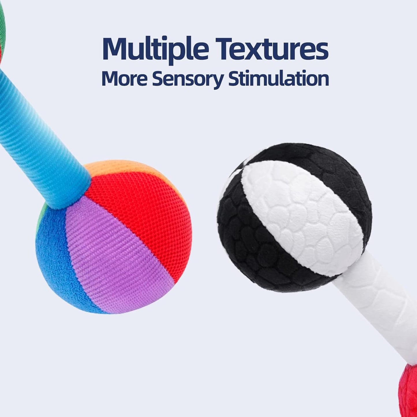 Jollybaby Soft Plush Stuffed Baby Dumbbell Rattle Toys for 0-3-6 Months Newborn, High Contrast Colorful Sensory Rattles Weights Toys for Infant Baby 0-3 Months, Funny Baby Boy Girls Shower Gifts