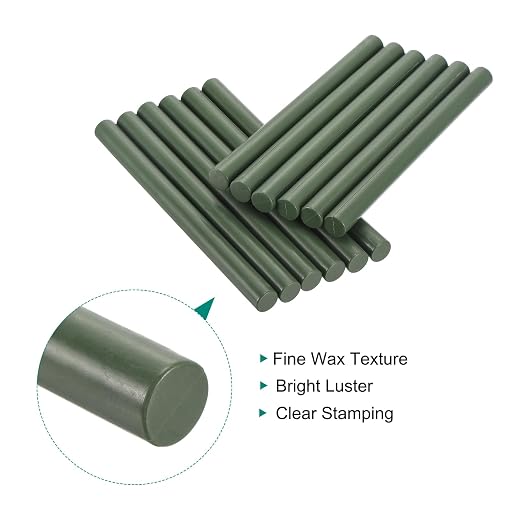 MECCANIXITY 12 Pcs Olive Green Cylinder Sealing Wax Stick Glue Gun Wax Seal Rod