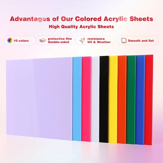 Adrattnay Acrylic Sheets 1/8 Thick, Opaque Colored Acrylic Panel