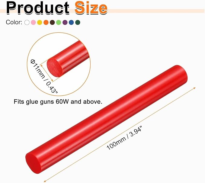 HARFINGTON 10pcs Hot Glue Sticks 0.43" Dia x 3.94" Long EVA Mini Hot Melt