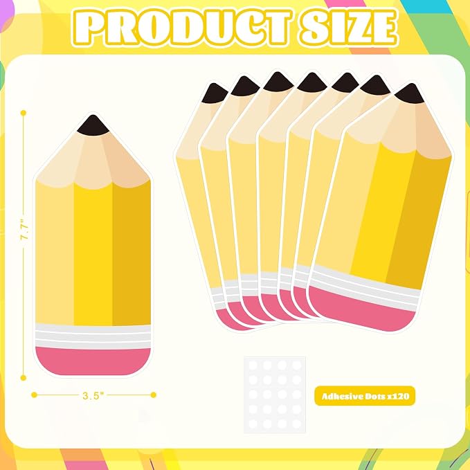 54Pcs Pencil Cutouts Pencil Name Tags, Classroom Pencils Themed Bulletin Board