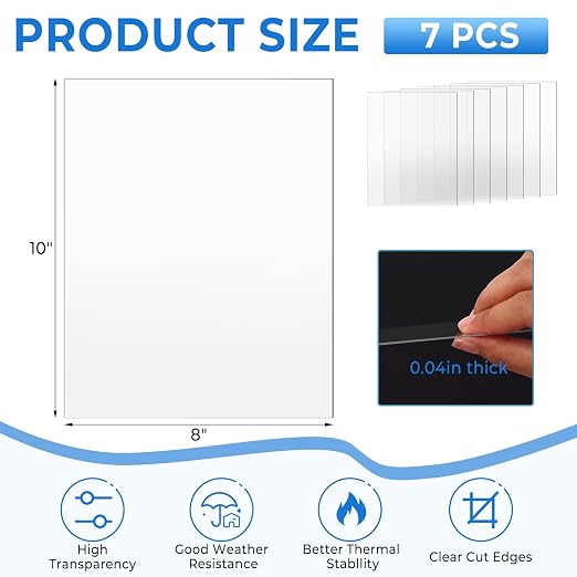 TKOnline 7 PCS Plexiglass Sheets, Invitations, Poster Frames Plastic Board
