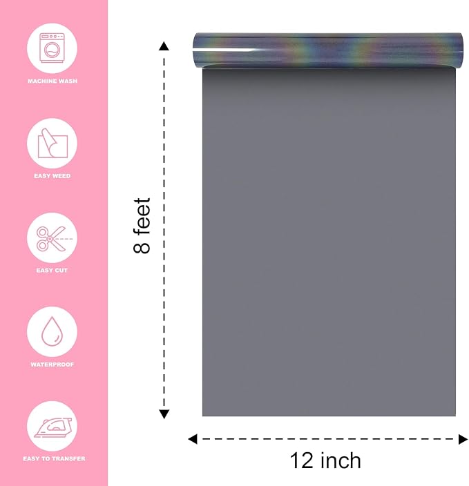 Rainow Reflective Heat Transfer Vinyl 12" x 8 ft HTV