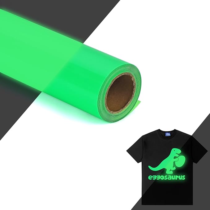HTVVETUR Glow in The Dark HTV Heat Transfer Vinyl Roll 12 Inch by 10 Feet Iron