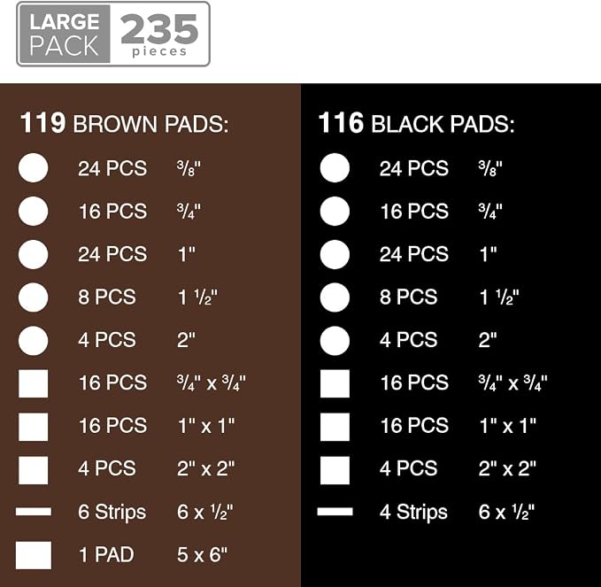 235 PCS Felt Furniture Pads Brown & Black X-Protector