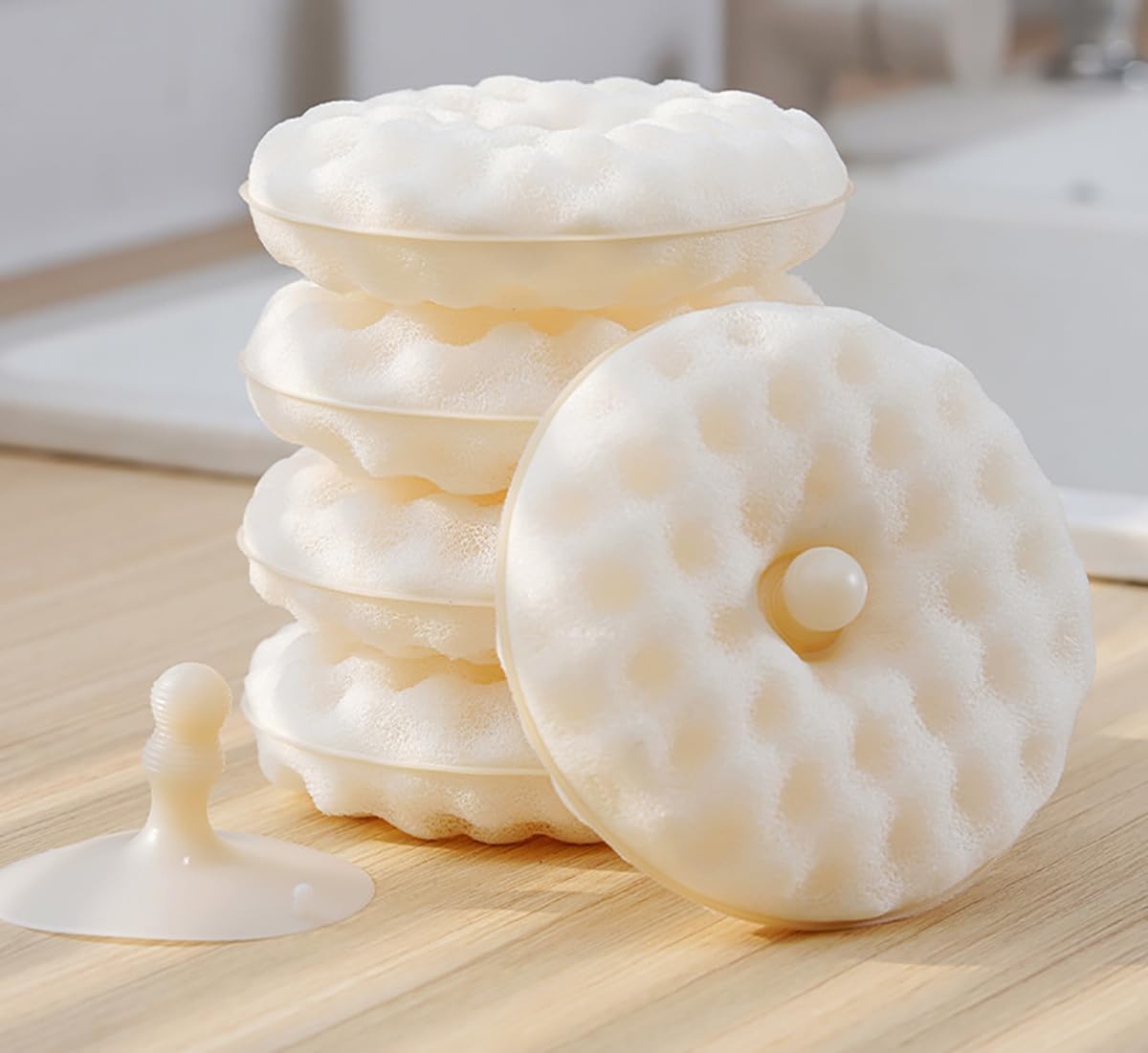 Dual-Sided Dish Sponges 2 Pack with Suction Cup Holder for Kitchen Sink Cleaning, Dish Washing, and Scrubbing (Sponges Brush Set)