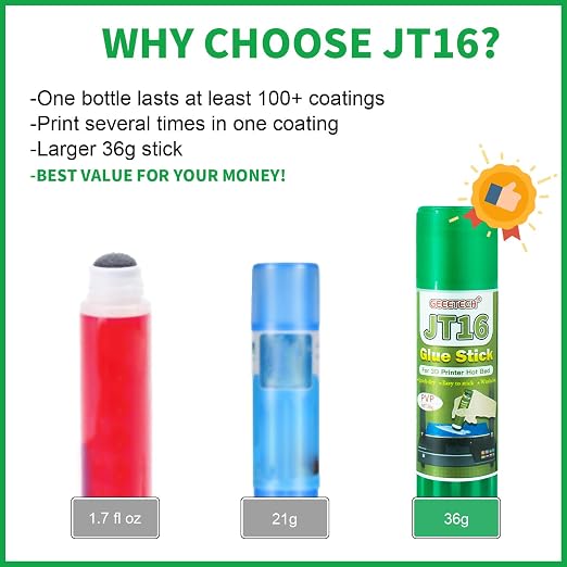 3D Printer Glue Stick 6 Pack, Perfect First Layer Adhesion, Prevents Warping on