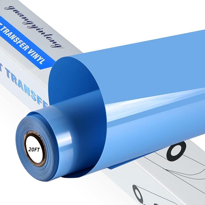 guangyintong Heat Transfer Vinyl Sky Blue HTV Rolls, Glossy Surface Sky HTV