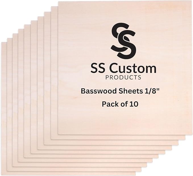 Basswood Sheets for Crafts 1/8 inch, 3mm Plywood Sheets for Laser Cutting