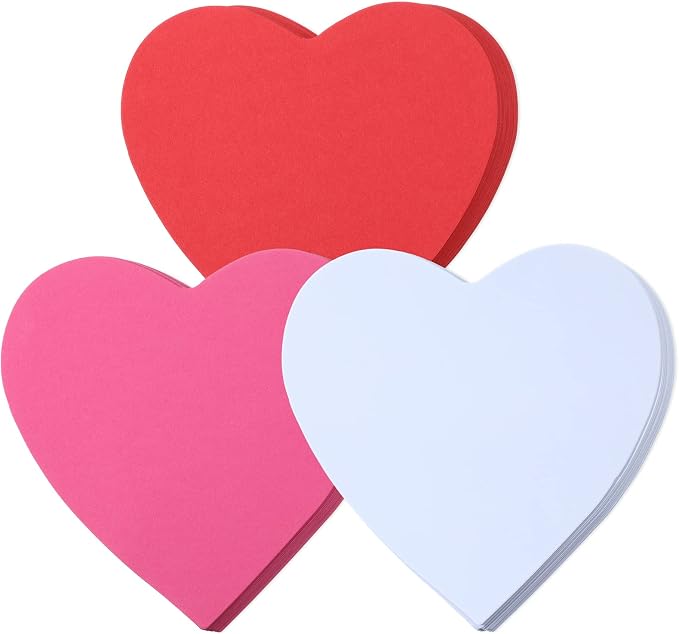 90 Pieces Heart Cutouts Paper Hearts Heart Shape Cards 5.5 Inches Large