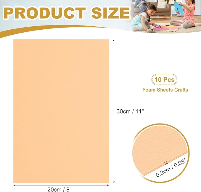 uxcell 10 Pcs Beige EVA A4 Foam Sheets Crafts, 12 x 8 Inch Foam Paper