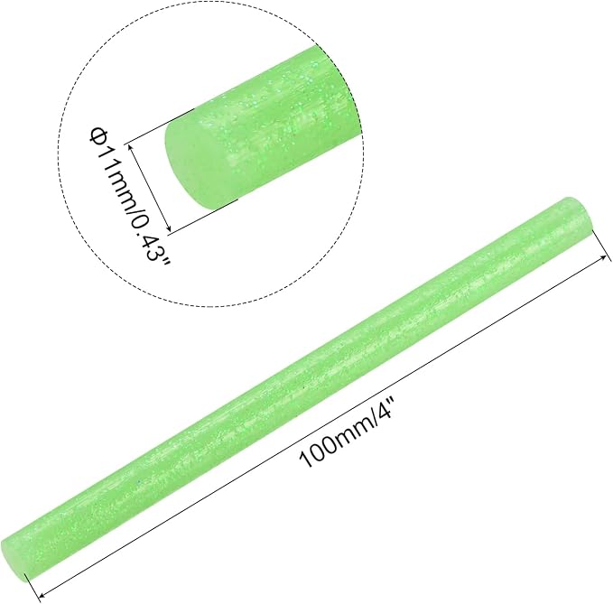 uxcell Mini Hot Glue Sticks for Glue Gun 11mm x 100mm Glitter Light Green 12pcs