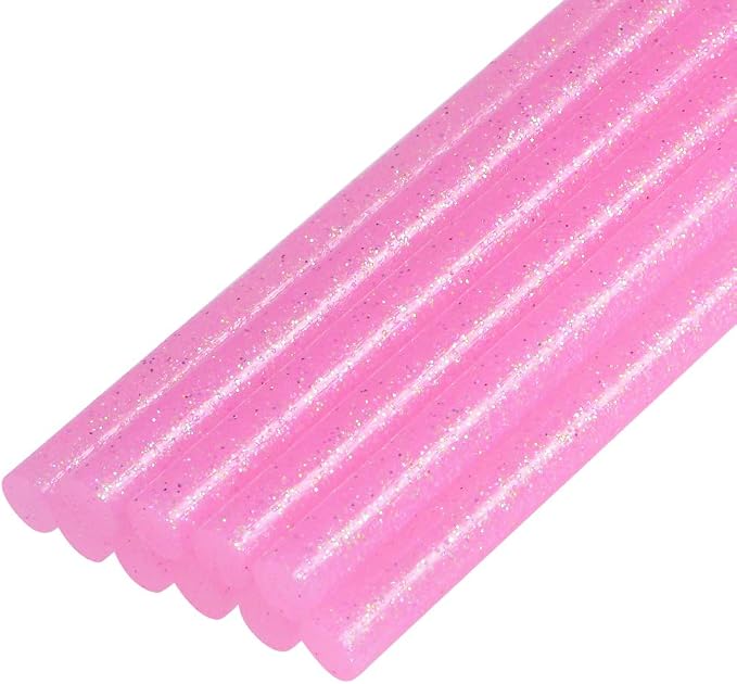uxcell Mini Hot Glue Sticks for Glue Gun 0.27-inch x 4-inch Dark Pink Glitter