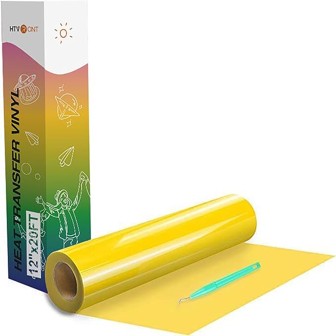 HTVRONT Heat Transfer Vinyl Yellow HTV Rolls, HTV Vinyl