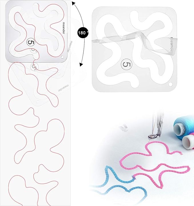 Henmany Free Motion Quilting Templates: Acrylic Quilting Ruler Set Beginner |