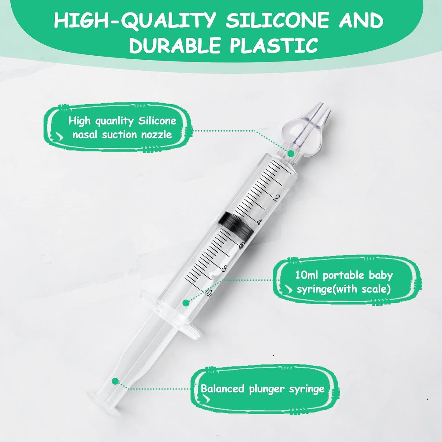 Baby Nasal Irrigator, 2PCS Nasal Syringe for Baby, Syringe Nasal Irrigator with Tweezers & Cleaning Brush, Baby Nasal Aspirator with Silicone Nasal Suction Tips Portable Baby Nasal Syringe