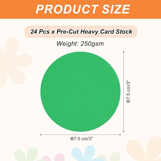 MECCANIXITY 24 Pcs Circle Card Stock, 3 Inch Round Cutouts Paper Thick