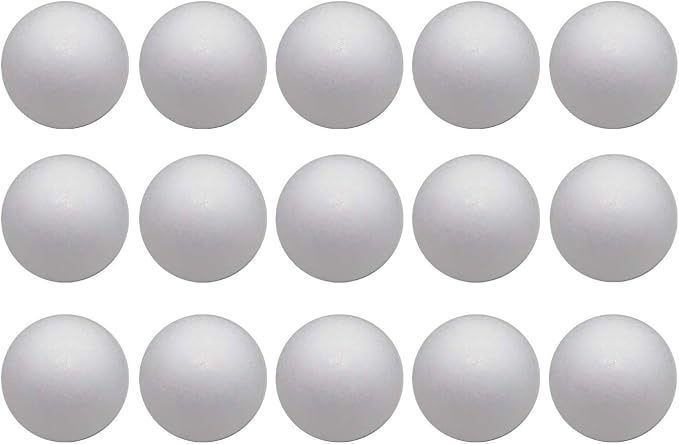 Crafjie Craft Foam Balls 3 Inches in Diameter 15-Pack, Smooth Polystyrenets
