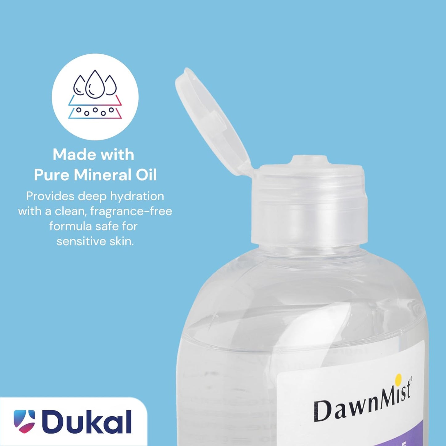Dukal DawnMist Baby Oil with Dispensing Cap, 16 oz. Bottle (Pack of 12) – Hypoallergenic, Moisturizing Baby Skin Care, Gentle and Non-Irritating Formula